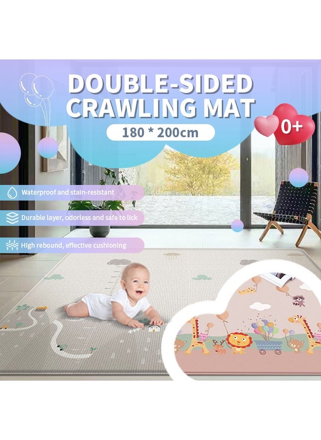 Generic - Double-Sided Large Baby Carpet Waterproof Baby Play Mat Educational Baby Activity Carpet Non-Toxic Foldable Soft Washable Easy To Store For Toys, Puzzles, Crawling, Games 78*70 Inches - Image 1