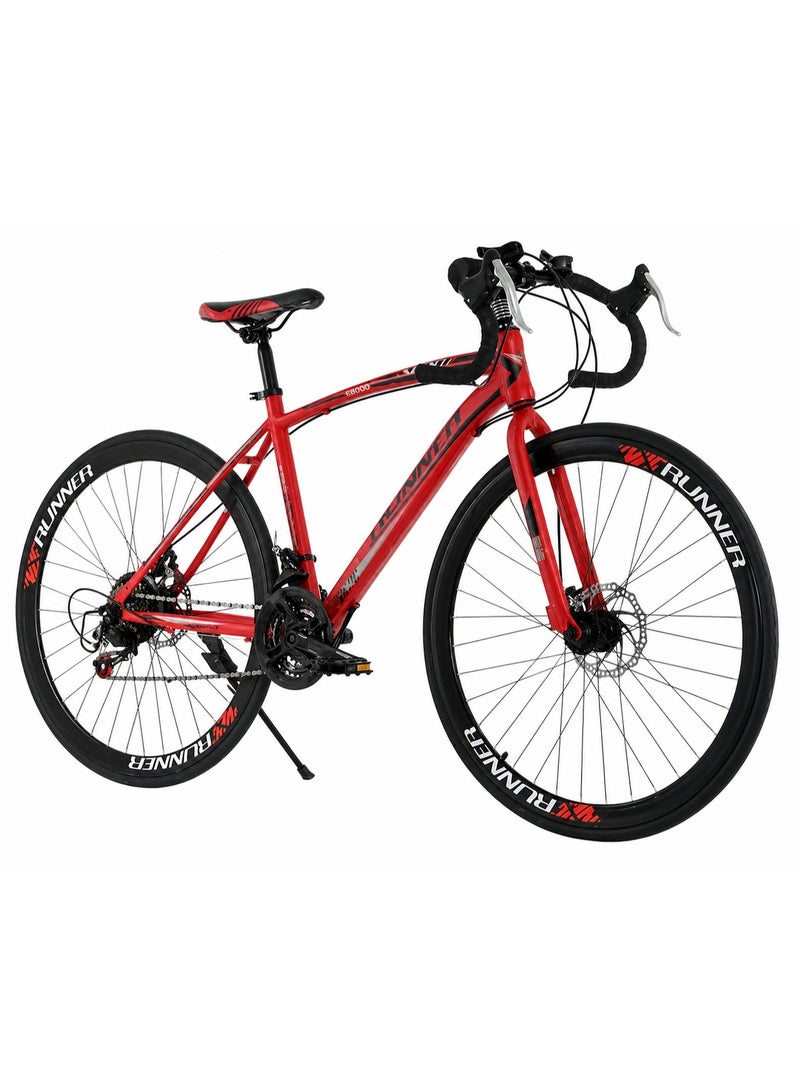 Runner Bolt 700C Racing Bike – 21 Speed Shimano Gears, Dual Disc Brakes, Steel Frame, Drop Handlebars - Image 1