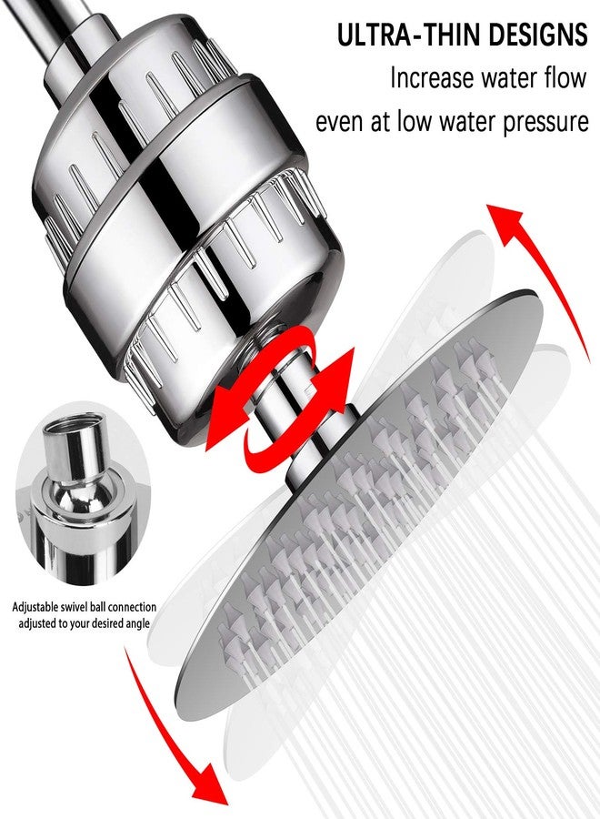HarJue Filtered Shower Head, High Pressure filter shower combo for Hard Water, Remove Chlorine Fluoride and Harmful Substances, Chrome (Without Handheld) - Image 2