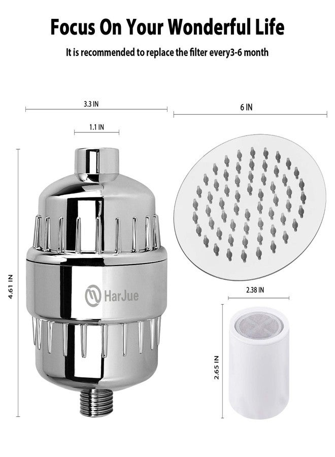HarJue Filtered Shower Head, High Pressure filter shower combo for Hard Water, Remove Chlorine Fluoride and Harmful Substances, Chrome (Without Handheld) - Image 3