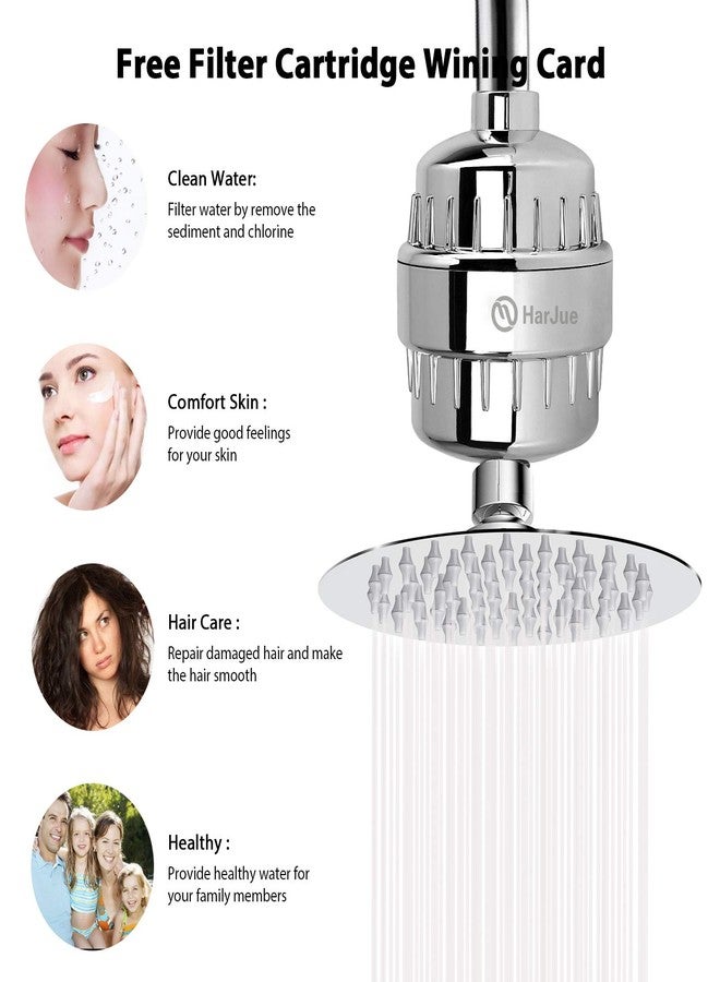 HarJue Filtered Shower Head, High Pressure filter shower combo for Hard Water, Remove Chlorine Fluoride and Harmful Substances, Chrome (Without Handheld) - Image 4