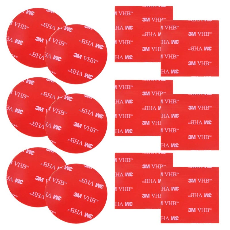 DanziX 12 PCS 3M Double Sided Foam Adhesive Tape Pads, Round and Square VHB Sticky Pads Replacement Mounting Tape - Image 1