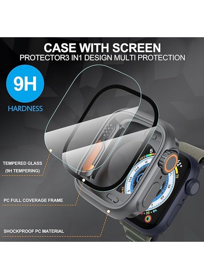 Screen Protector Case for Apple Watch 44mm – [Looks Like Ultra Design] Built-in Tempered Glass Unique Protective Cover Compatible with iWatch Series 6/5/4/SE/SE2 (Titanium) - Image 2
