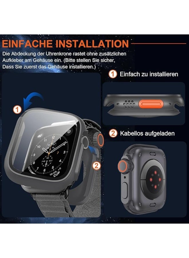 Screen Protector Case for Apple Watch 44mm – [Looks Like Ultra Design] Built-in Tempered Glass Unique Protective Cover Compatible with iWatch Series 6/5/4/SE/SE2 (Titanium) - Image 4