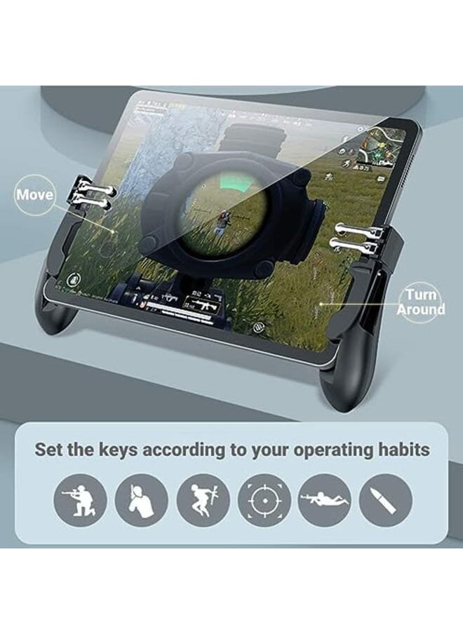 X spring Mobile Game Controller For Ipad Tablets Six Finger Gamepad Aim Button Gamepad Sensitive Shoot Aim Gamepad Trigger For Pubg Knives Out Handgrip For Tablet And Smartphones  - Image 2