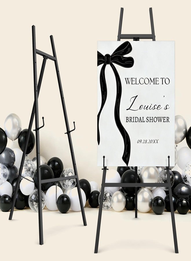 Semoprus Easel Stand for Signs, 4-Tier Height Metal Standing Easel with Adjustable Chain, Black Heavy Duty Art Easel for Painting, Wedding Sign, Party, Posters & Commercial Display - Image 1