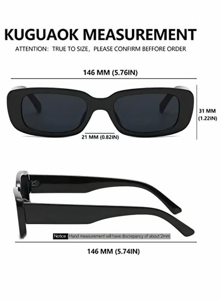 DTBG 2Pcs Vintage Small Square Sunglasses for Women and Men, Retro Rectangle Sun Glasses with UV400 Protection, Narrow Square Frame Fashion Driving Glasses in 90s Style, Available in Black and White - Image 4