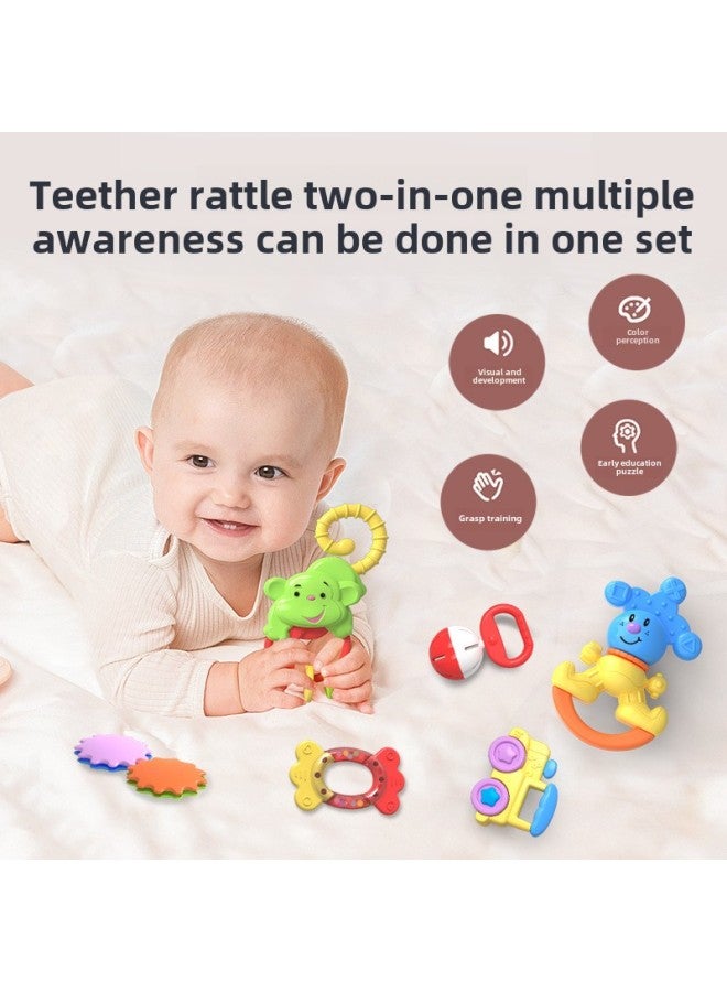 Baby Rattle Teeth Gel Toy Set Newborn Hand Rattle Gift Box 0-1 Year Old Molar Bite Boiled Bell-Specifications:Two-headed Bell (Morandi Color) Independent Bag - Image 4