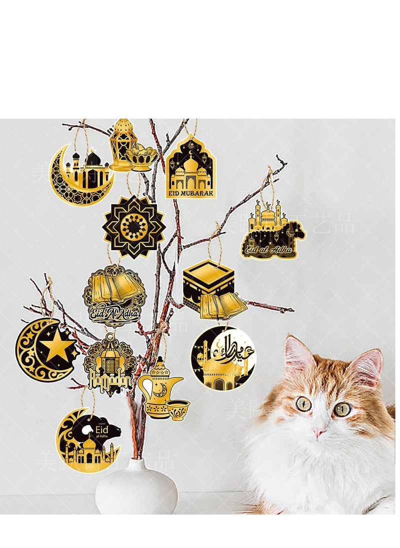 Y&D - 24pcs  Eid Mubarak Hanging Decorations  Eid Crescent Moon Lantern Happy Ramadan Mubarak Party Decor Hanging Streamer Backdrop for Eid Party Supplies Ramadan Decor - Image 1
