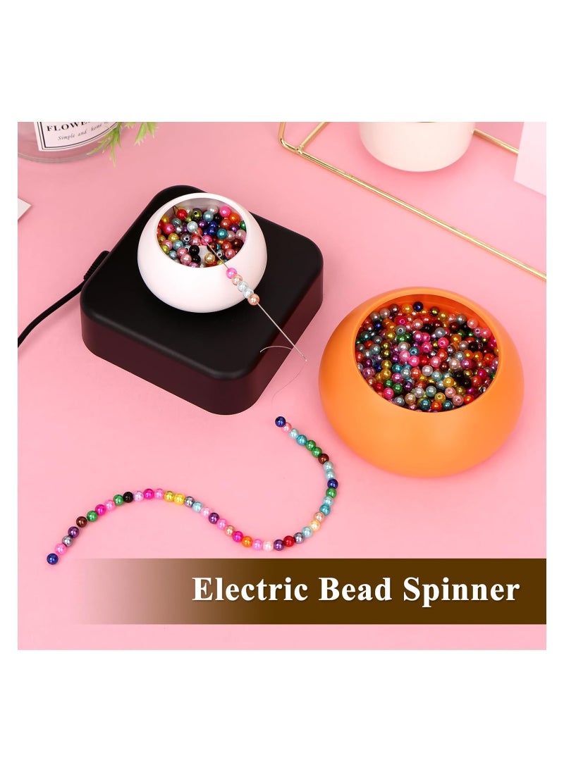KASTWAVE Electric Bead Spinner, Adjustable Speed Beading Bowl Spinner Kit with 3 Beading Needles, Automatic Fast Clay Beads Spinner for DIY Bracelets Necklace Jewelry Making, Orange  - Image 4