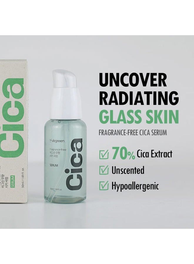 VEGREEN Fragrance-Free Cica Serum | Centella Asiatica Enriched Face Serum for Women & Men | Alcohol-Free Centella Unscented Serum Face Moisturizer | Hydrating Serum for All Skin Types 1.69 fl oz - Image 2