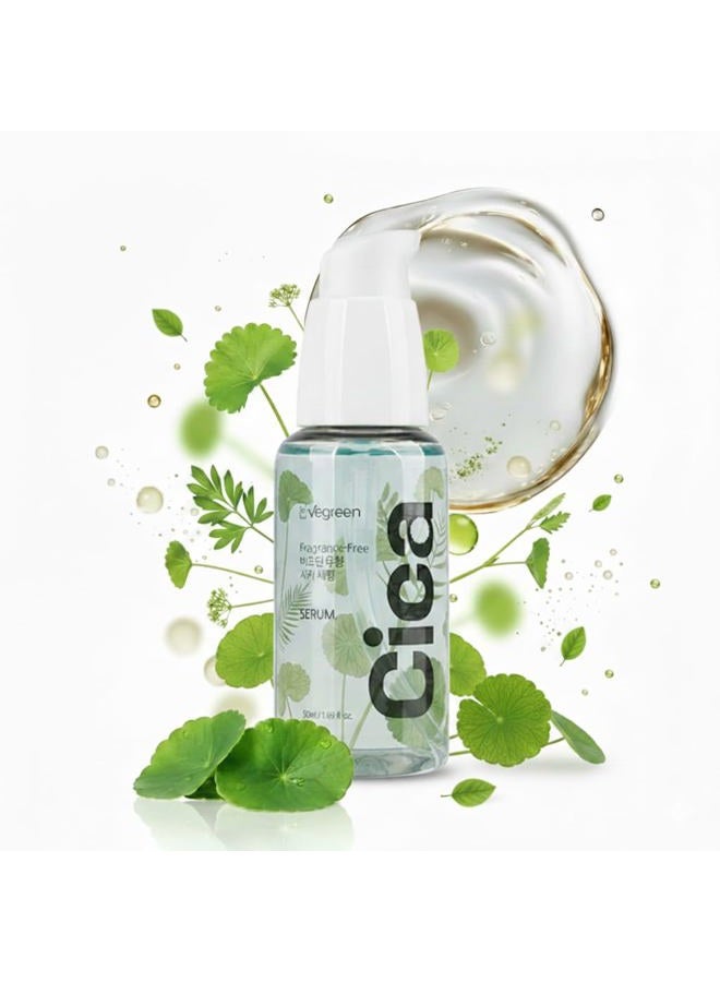 VEGREEN Fragrance-Free Cica Serum | Centella Asiatica Enriched Face Serum for Women & Men | Alcohol-Free Centella Unscented Serum Face Moisturizer | Hydrating Serum for All Skin Types 1.69 fl oz - Image 1