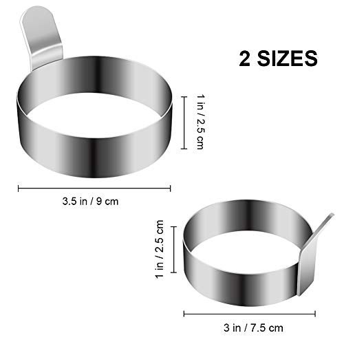 COLIBROX Egg Ring, Stainless Steel Omelet Mold Non Stick Pancake Ring Mold for Frying Egg, Egg Circles for Griddle (2 Sizes, 4 Pack) - Image 2