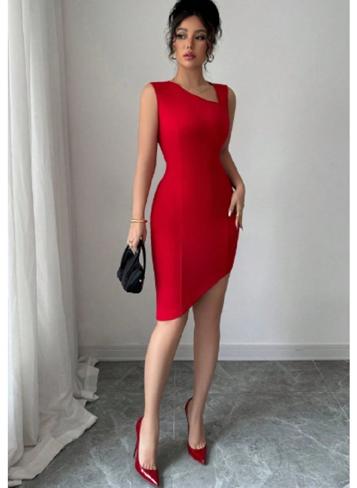 Shein SHEIN WOMEN DRESS New Asymmetrical Neckline And Hemline Design Sleeveless Bodycon - Image 2