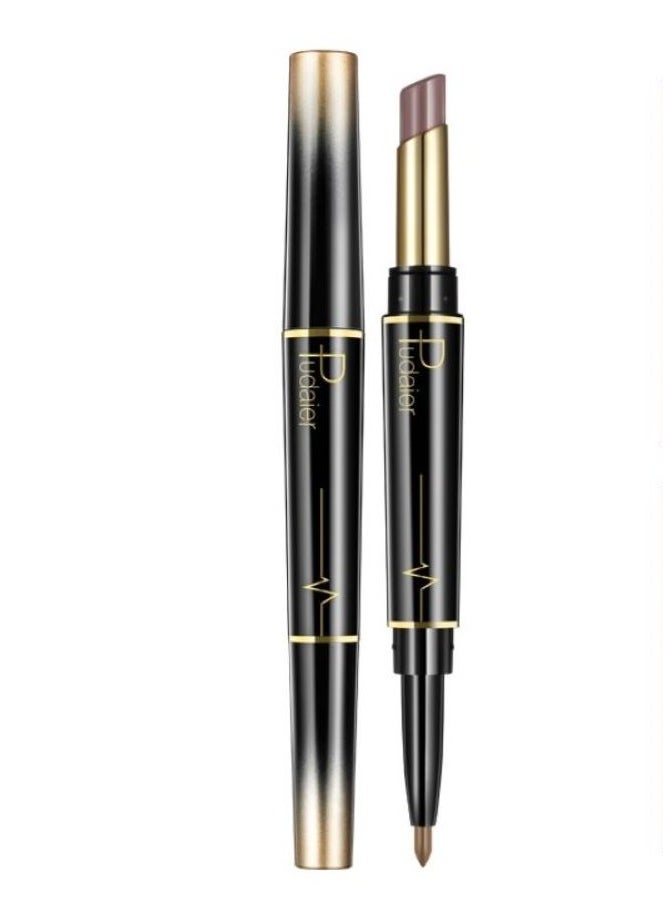 Double Head Matte Lipstick + Lip Liner Pen Set 2 In 1 One Step Lips Makeup Waterproof Long Lasting Lipstick Durable Nude Velvet Lipstick Pen,One Size 01#