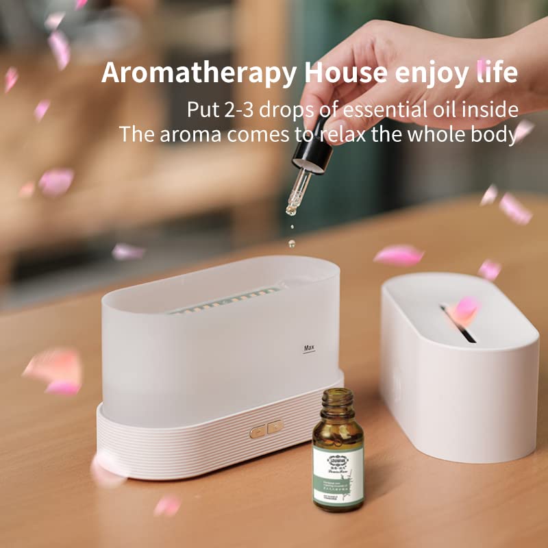 SENMUL Colorful Flame Air Aroma Diffuser Humidifier, Upgraded 7 Flame Color Noiseless Essential Oil Diffuser for Home,Office,Yoga with Auto-Off Protection 180ml (8Hours White) - Image 4