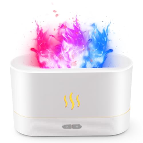 SENMUL Colorful Flame Air Aroma Diffuser Humidifier, Upgraded 7 Flame Color Noiseless Essential Oil Diffuser for Home,Office,Yoga with Auto-Off Protection 180ml (8Hours White) - Image 1