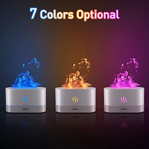 SENMUL Colorful Flame Air Aroma Diffuser Humidifier, Upgraded 7 Flame Color Noiseless Essential Oil Diffuser for Home,Office,Yoga with Auto-Off Protection 180ml (8Hours White) - Image 2