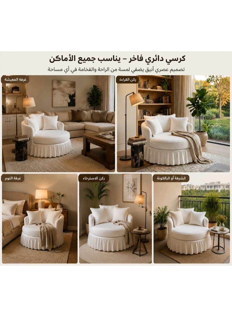 الندى للأثاث كرسي لاونج دائري مودرن – هيكل خشبي وقماش مخمل فاخر لون سكري – متوفر بعدة مقاسات - Image 4