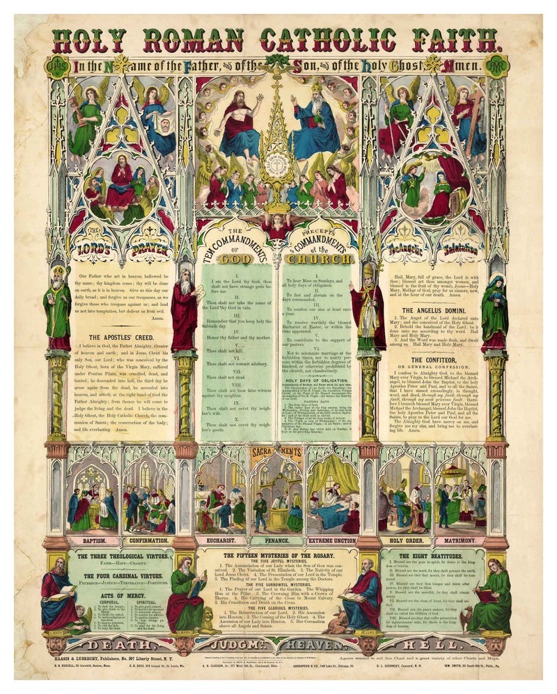 ArtCantHurtU Holy Roman Catholic Faith Gifts Women Men - 1870 Spiritual Religious Wall Art Decor Home Classroom Decorations - 16x20 - Artwork Spirit Poster Bible Verses, Prayer Ten Commandments - Image 3