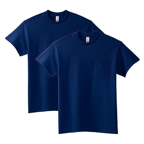 Gildan Adult Ultra Cotton T-Shirt with Pocket, Style G2300, 2-Pack, Navy, Small - Image 1