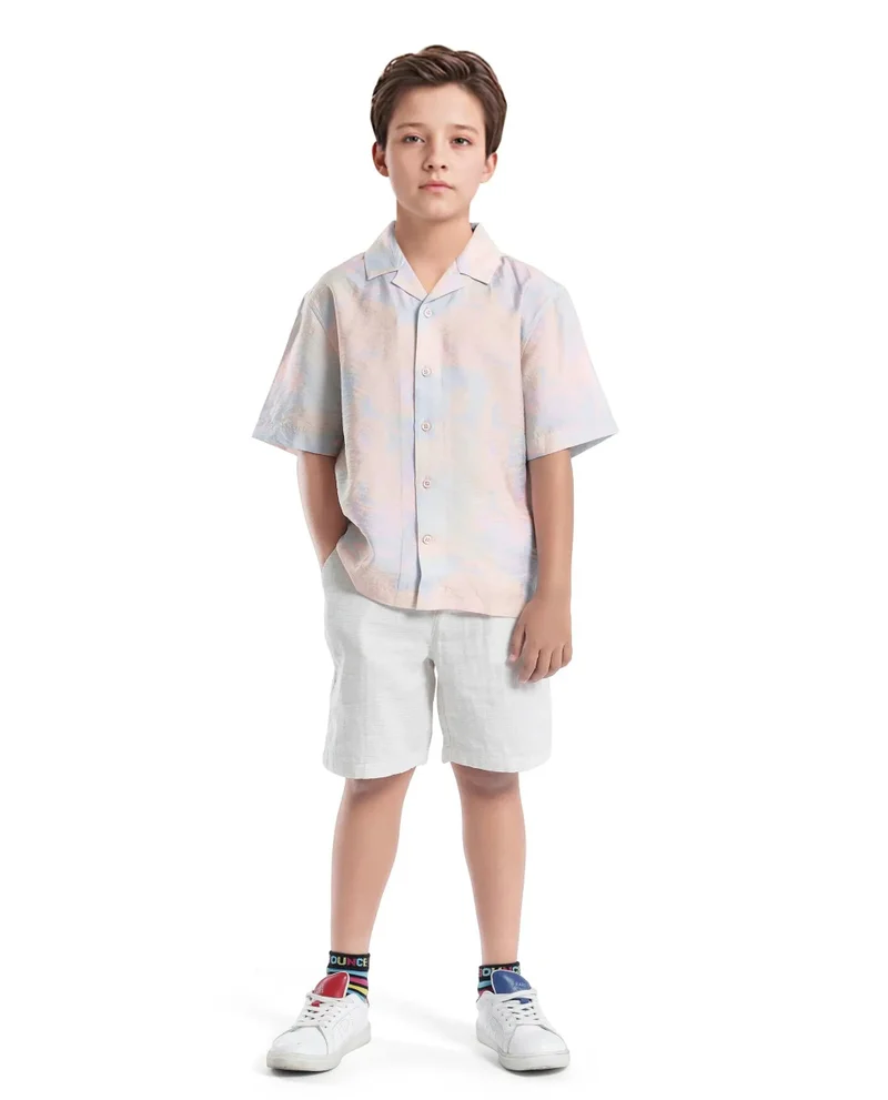 Rare Ones Rare Ones Kids Tugi-K Light Purple Viscose Blend Printed Button Closure Regular Fit Shirt