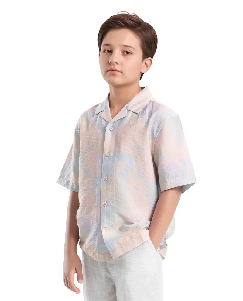 رير ونز Rare Ones Kids Tugi-K Light Purple Viscose Blend Printed Button Closure Regular Fit Shirt