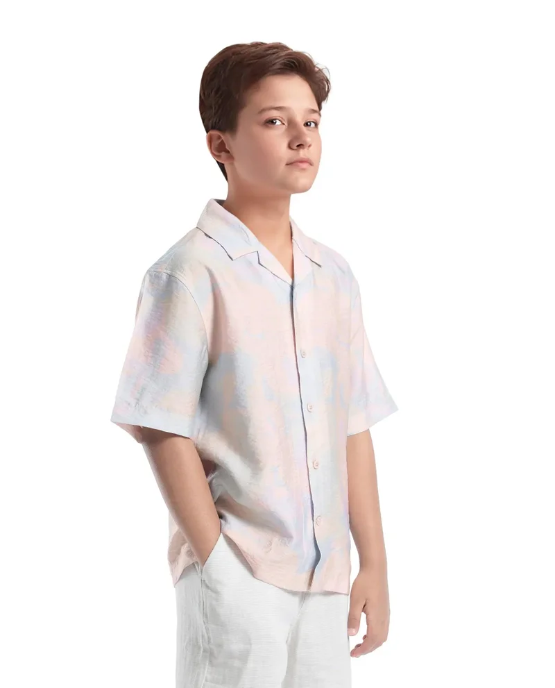 Rare Ones Rare Ones Kids Tugi-K Light Purple Viscose Blend Printed Button Closure Regular Fit Shirt