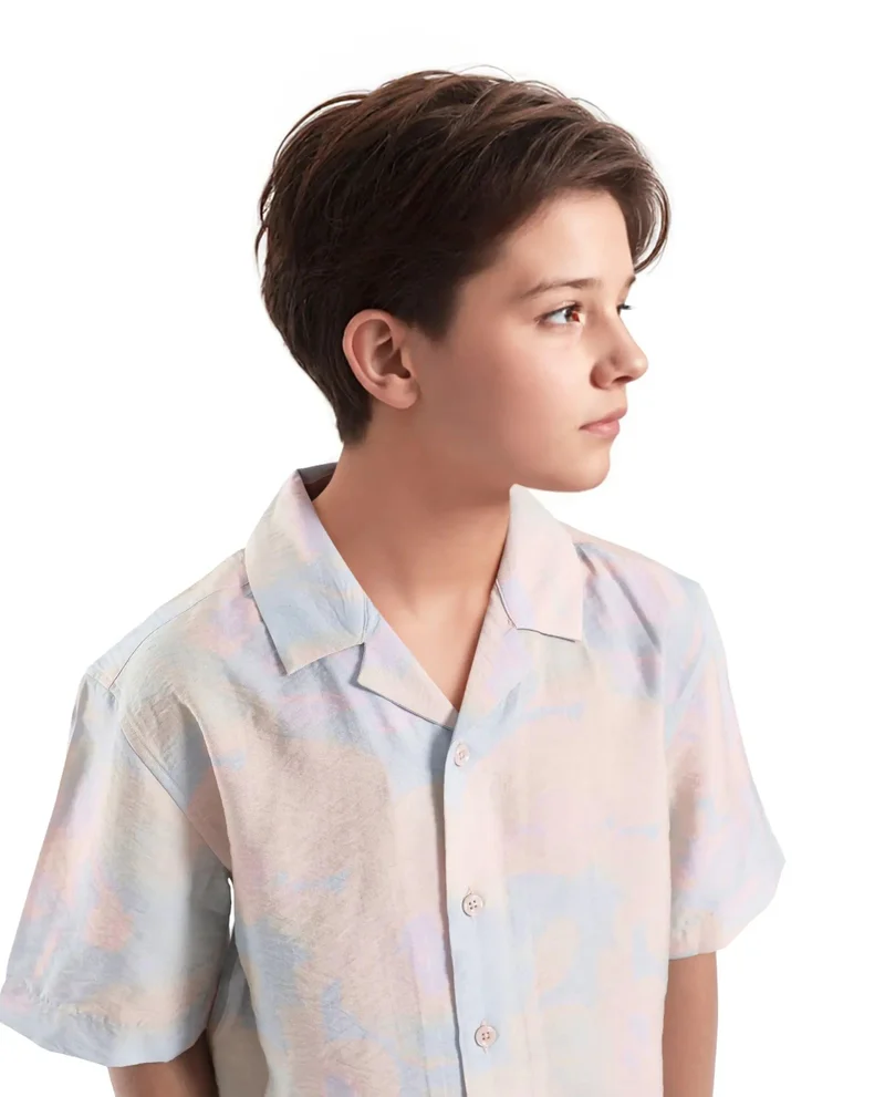 رير ونز Rare Ones Kids Tugi-K Light Purple Viscose Blend Printed Button Closure Regular Fit Shirt