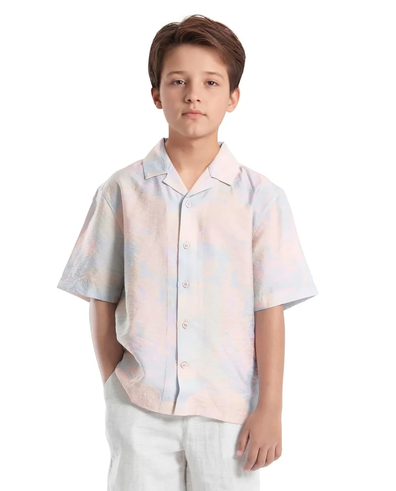 Rare Ones Rare Ones Kids Tugi-K Light Purple Viscose Blend Printed Button Closure Regular Fit Shirt