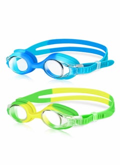 Excefore Kids Swimming Goggles, 2 Pack No Leak Adjustable Straps HD Silicone Anti Fog Kids Swim Goggles, UV Protection, Waterproof, Comfortable Fashion for Boys Girls (Age 6-14)  - Image 1