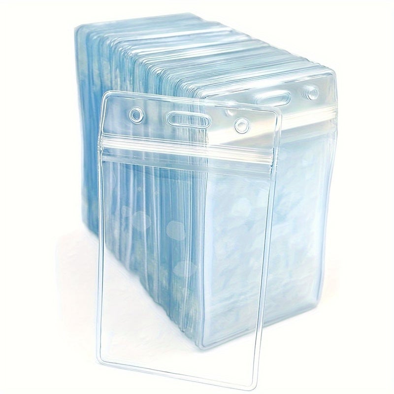50 Vertical Card Holders Transparent Badge ID Holders for Exhibition Certification Tags - Image 1