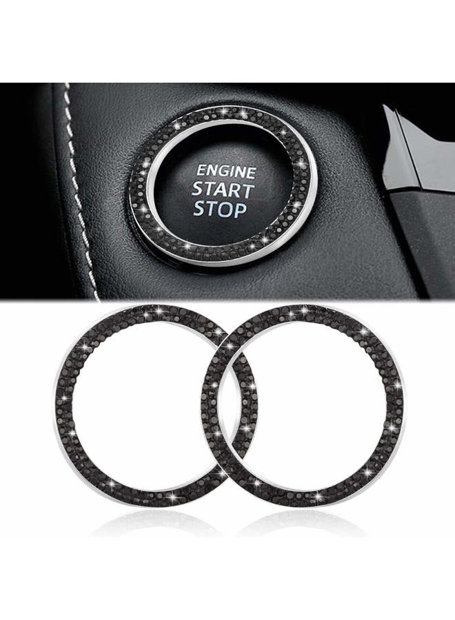 WINKA Car Engines Start Stop Accessories for Car Interior Decoration Black 2pcs Rhinestone Sticker - Image 1