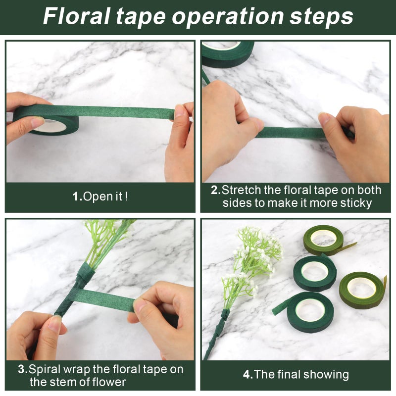 DSUWAZU Floral Tape and Wire Arrangement Tools Kit, Green Tape, Boutonniere Pin for Bouquet Stem Wrap, Florist and Wreath Making Supplies - Image 4