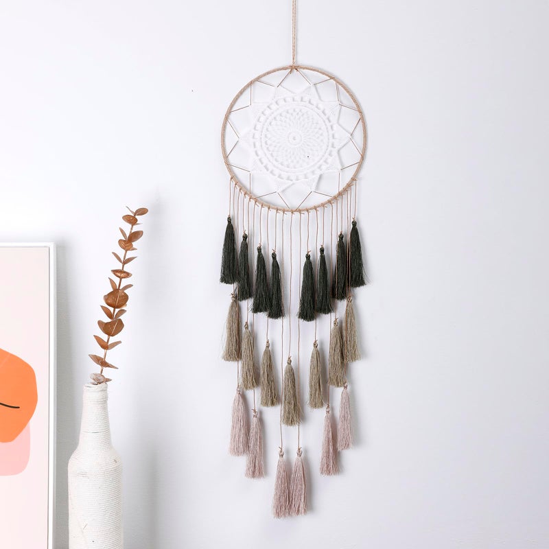 Macrame Dream Catcher Wall Hanging - Large Dreamcatchers Boho Chic Wall Decor  Handmade Tassels Ornament Colorful Room Decor For Bedroom  Blessing Gift For Girls Kids Women (Dark Green Mix)