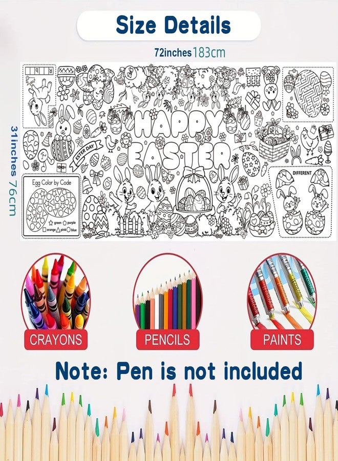 HEYINSHEN Happy Easter Coloring Tablecloth for Kids Easter Giant Coloring Poster 30x72 Inches Easter Coloring Tablecloth for DIY Painting Activities Drawing Paper Crafts for Bunny Spring Party Decor - Image 4
