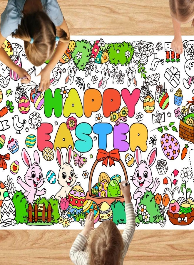 HEYINSHEN Happy Easter Coloring Tablecloth for Kids Easter Giant Coloring Poster 30x72 Inches Easter Coloring Tablecloth for DIY Painting Activities Drawing Paper Crafts for Bunny Spring Party Decor - Image 3