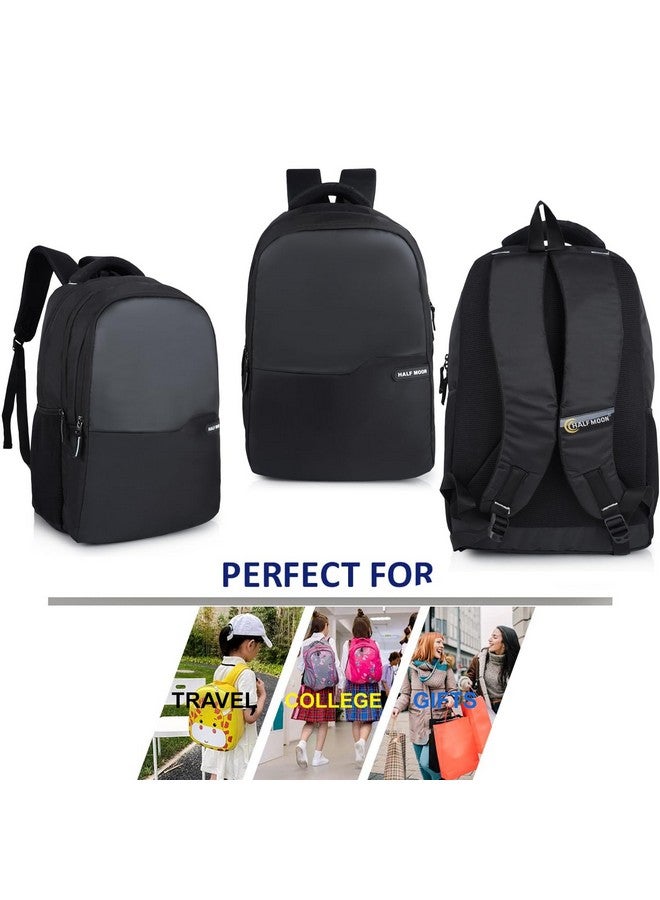 Half Moon Half Moon Spectre College Bag for Women Men | 15.6-inch Laptop Bag for Men Women | Stylish & Trendy College/Office/School Backpack with Multiple Pockets & Padded Laptop Compartment (Black)  - Image 4