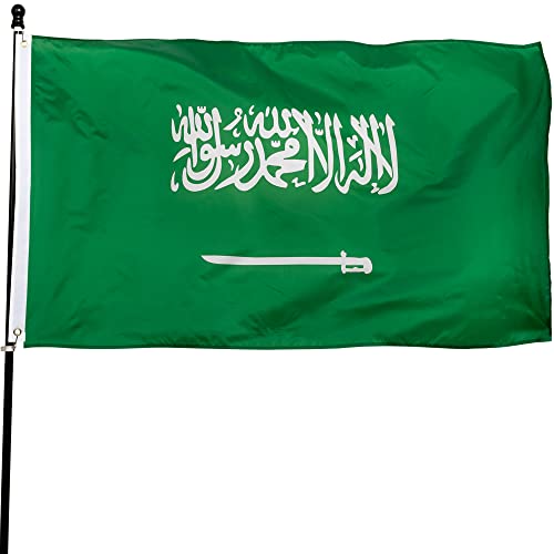 DANF FLAG DANF Saudi Arabia Flag 3x5 Ft Thick Polyester, Fade Resistant, Brass Grommets, Canvas Header Kingdom of Saudi Arabia National Flags with 3 X 5 Feet - Image 1
