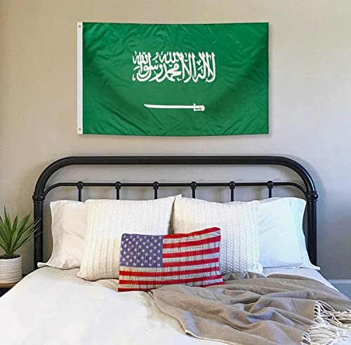 DANF FLAG DANF Saudi Arabia Flag 3x5 Ft Thick Polyester, Fade Resistant, Brass Grommets, Canvas Header Kingdom of Saudi Arabia National Flags with 3 X 5 Feet - Image 2