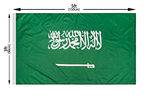 DANF FLAG DANF Saudi Arabia Flag 3x5 Ft Thick Polyester, Fade Resistant, Brass Grommets, Canvas Header Kingdom of Saudi Arabia National Flags with 3 X 5 Feet - Image 3
