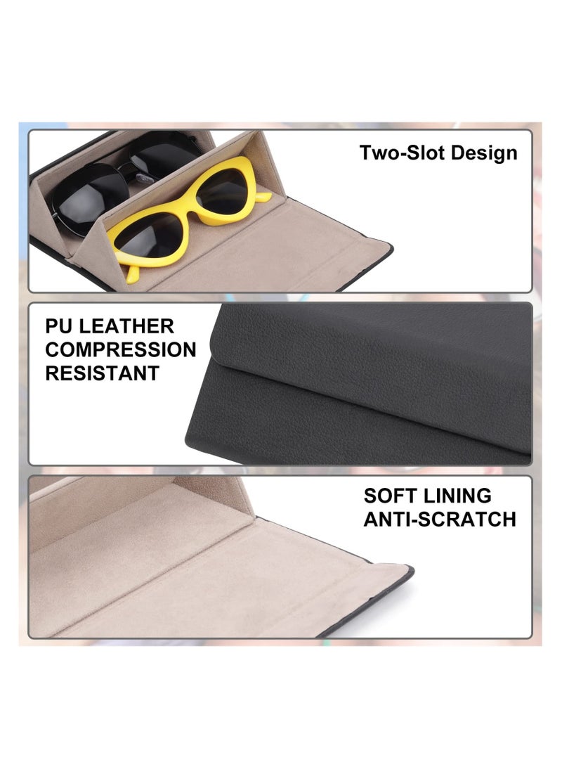 Leather Sunglasses Organizer Case- Men and Women Holder for Multiple Sunglasses Storage During Travel - Hard Shell Hanging Wall Eyeglasses Storage(2 Slots Black) - Image 2