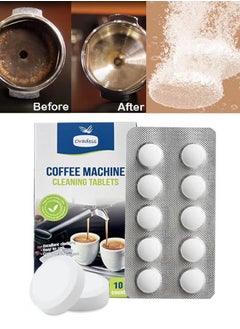 oradess 10 Pcs Espresso Machine Cleaning Tablets and Automatic Coffee Maker Cleaner Descaler Coffee Grinder Descaling Solution  - Image 1