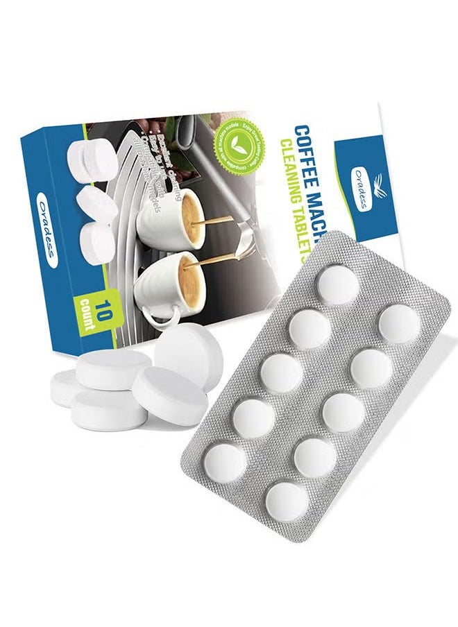 oradess - 10 Pcs Espresso Machine Cleaning Tablets and Automatic Coffee Maker Cleaner Descaler Coffee Grinder Descaling Solution - Image 1