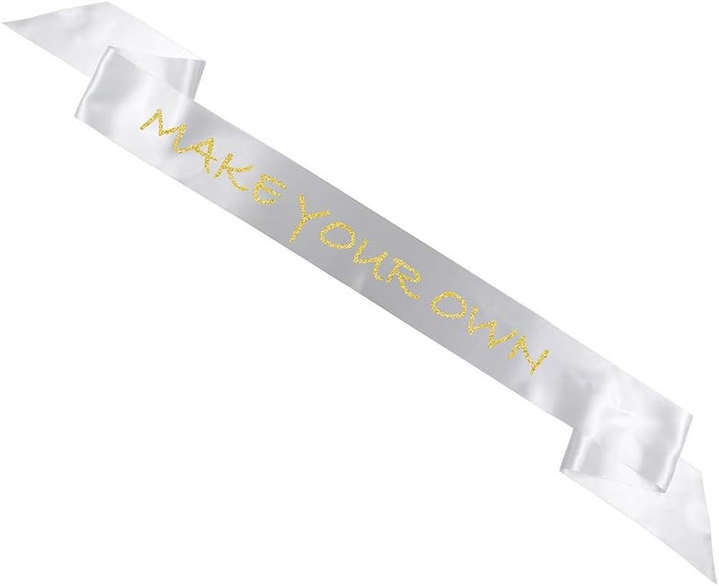 TREORSI Blank Satin Sash, Plain Sash, Party Decorations, Make Your Own Sash (White) - Image 2
