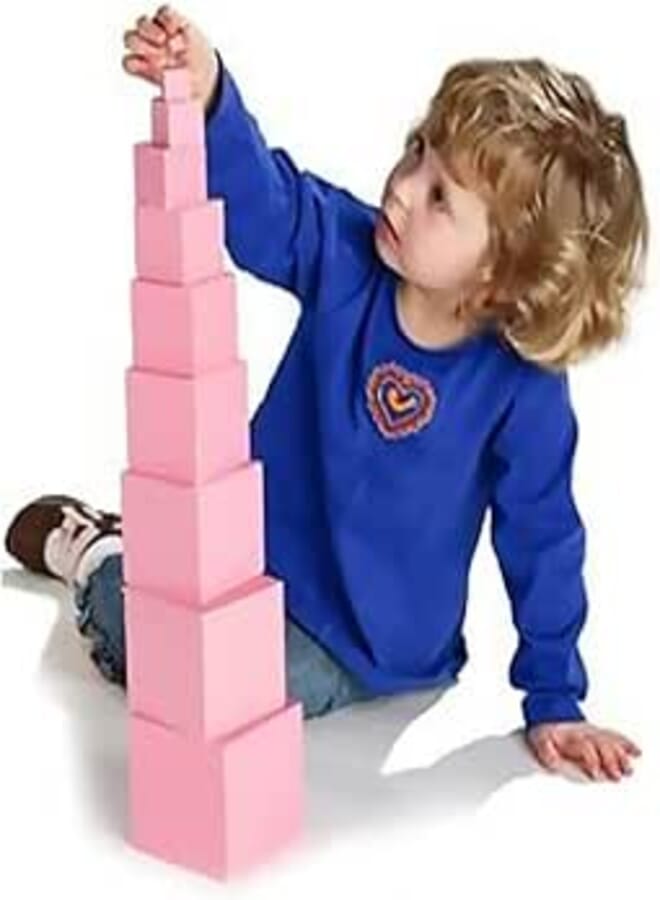 Pink Tower Montessory Curriculum for Children Perception Sizes