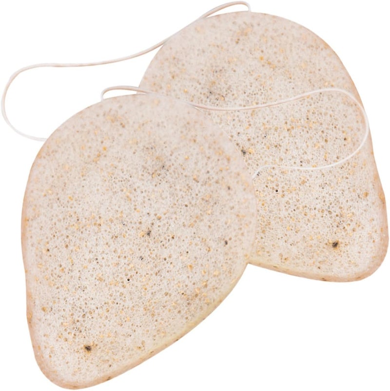 Natural Walnut Seed Facial Cleansing Sponges 2pcs with Konjac Root for Gentle Skin Exfoliation and Makeup Removal, Reusable Bath Puff for Daily Household and Travel Use - Image 1