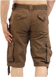 FJACKETS FJACKETS Dark Brown Cargo Shorts Mens For Casual Wear  - Image 5