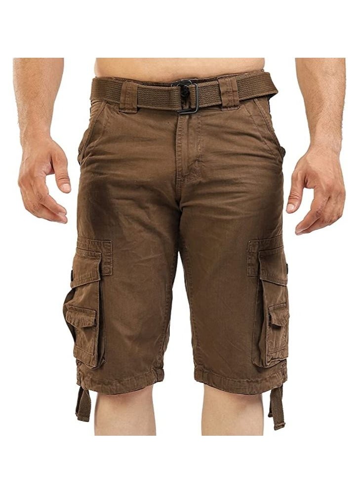 FJACKETS FJACKETS Dark Brown Cargo Shorts Mens For Casual Wear  - Image 1