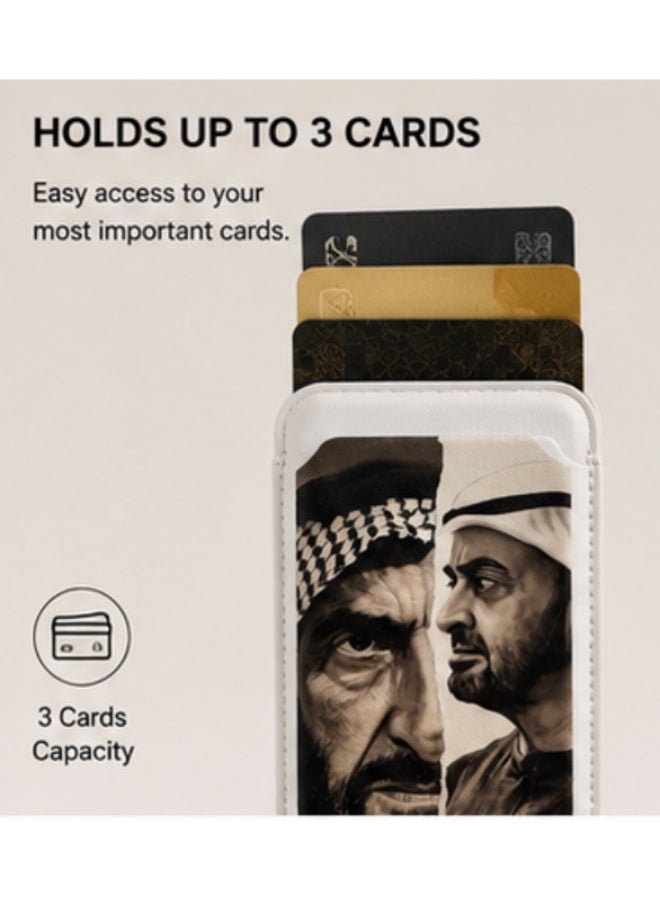 PU Leather Magnetic Card Wallet with Emirati Portrait Design for Magnetic Phone Cases, 3-Card Capacity - Image 3
